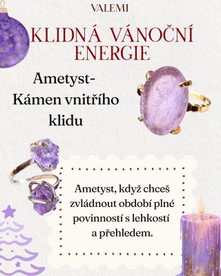 ✨ Ametyst 💜kámen vnitřního míru Ametyst ti pomáhá zastavit se, dýchat a nenechat se vtáhnout do předvánočního chaosu. Je...